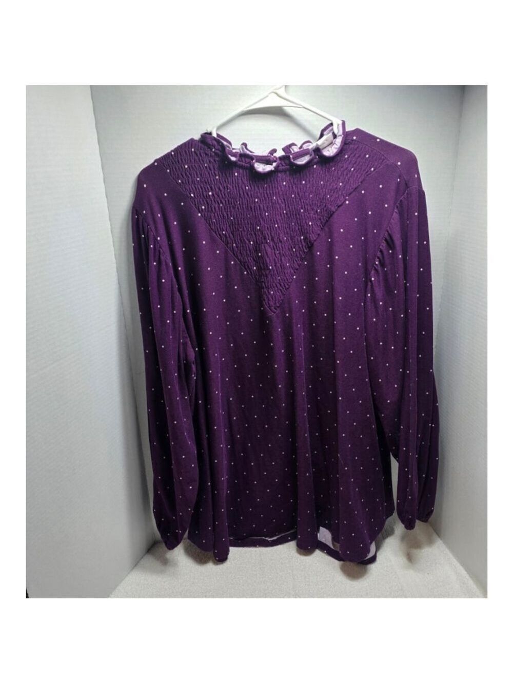Women's LuLaRoe Purple Polka Dot Long Sleeve Tee L